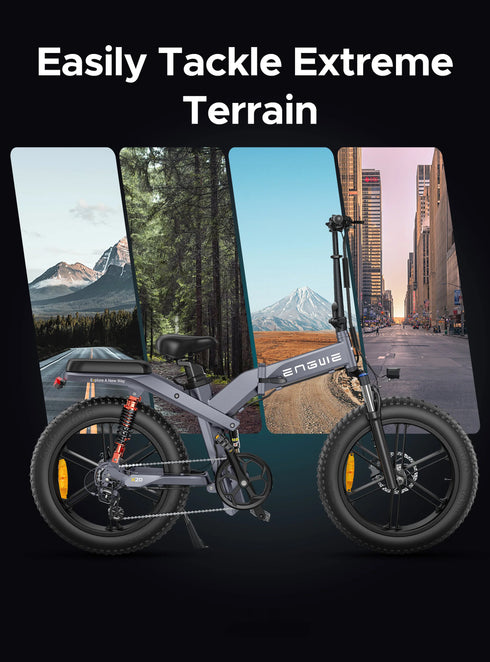 ENGWE X20 1000W(Peak) 20" 31 MPH Triple Suspension All Terrain E-bike (Higher Rise Handlebars)